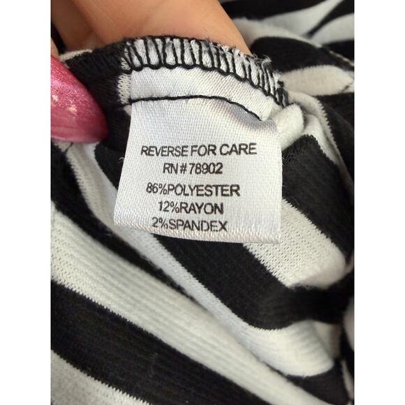 Erin London Black White Striped Moto Zip Jacket Medium - Picture 5 of 6